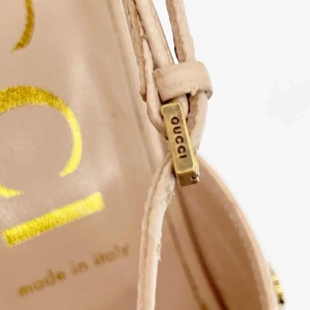 Gucci Angel Light Pink Leather Crisscross GG Platform High Heel Sandals IT 40